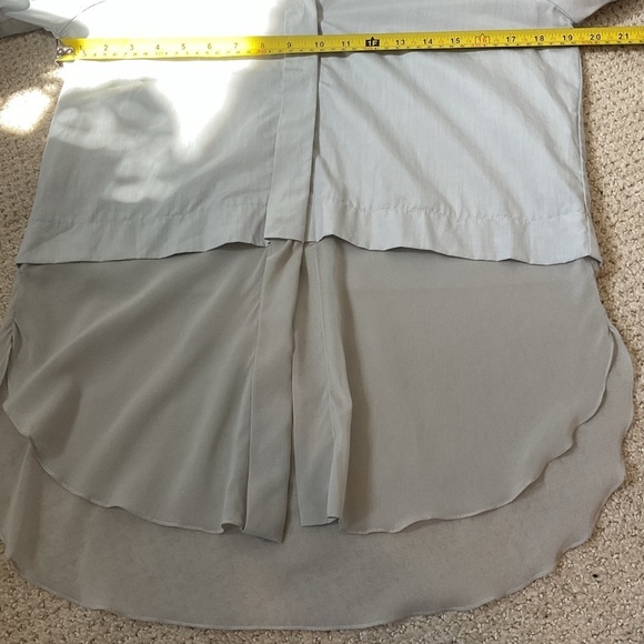 Silvia Tcherassi Grey Blue Silk Blend Button Down Bell Sleeve Top Size 0 - Picture 8 of 11